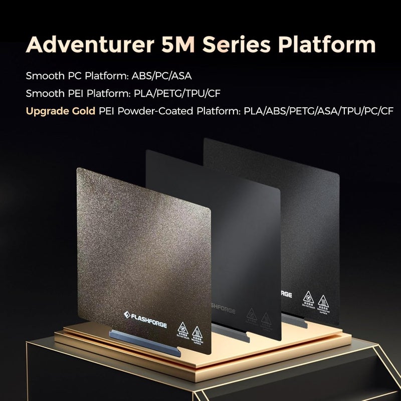 FLASHFORGE Adventurer 5M /Pro /AD5X Smooth PC Plate, Flexible Platform for High-Temperature Filaments Such as ABS, ASA, and PC - Image 2